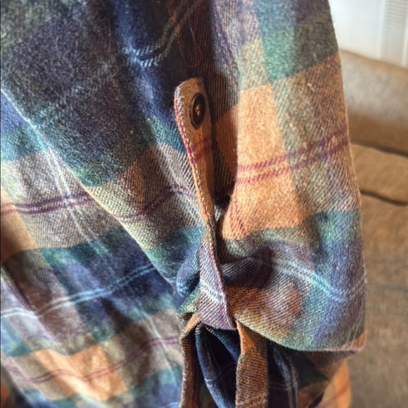 Hem & Thread Blue and Orange Plaid flannel duster - Picture 3 of 4